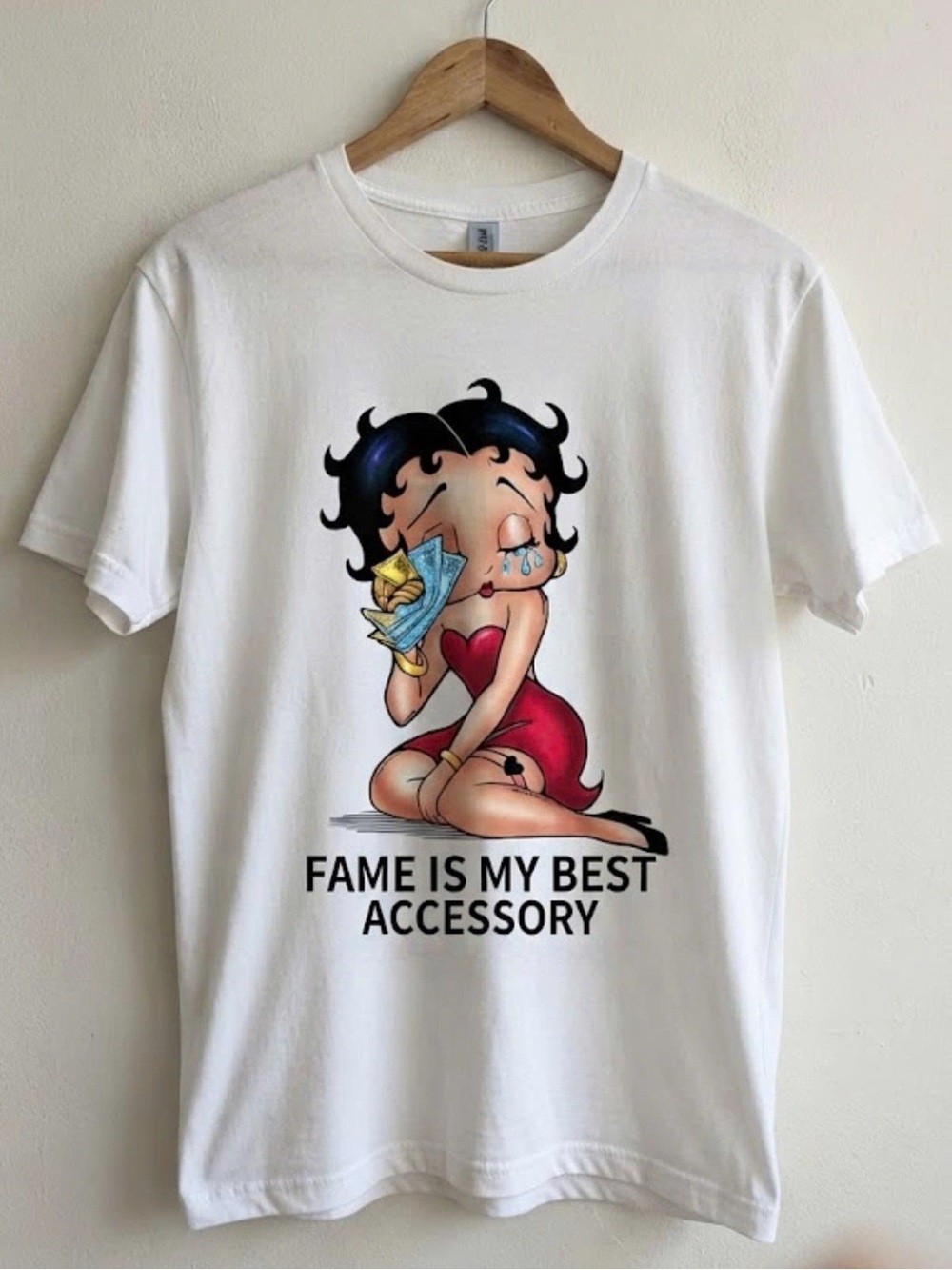 Betty Boop "Fame Is My Best Accessory" Graphic Tee — White | Unisex Shirt